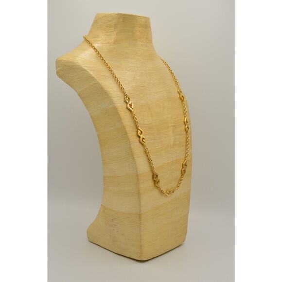 Givenchy Vintage Necklace Logo Linked GG Chain Gold Station 30" Signed NOS Bin2C - Picture 10 of 12